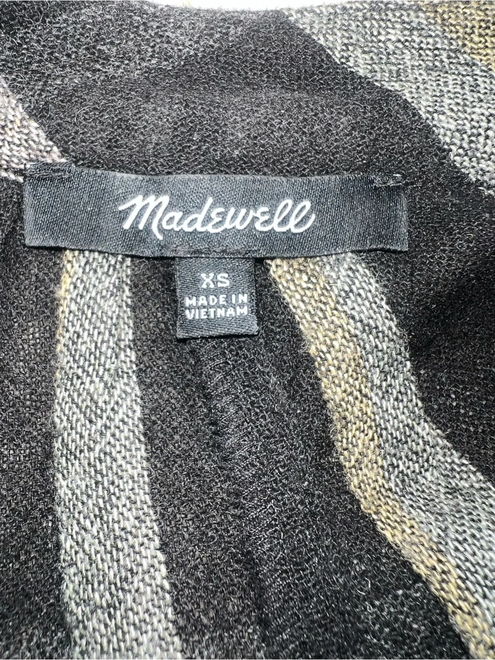 Madewell Black Striped Top with Metallic Gold & Gray Threads - Size XS